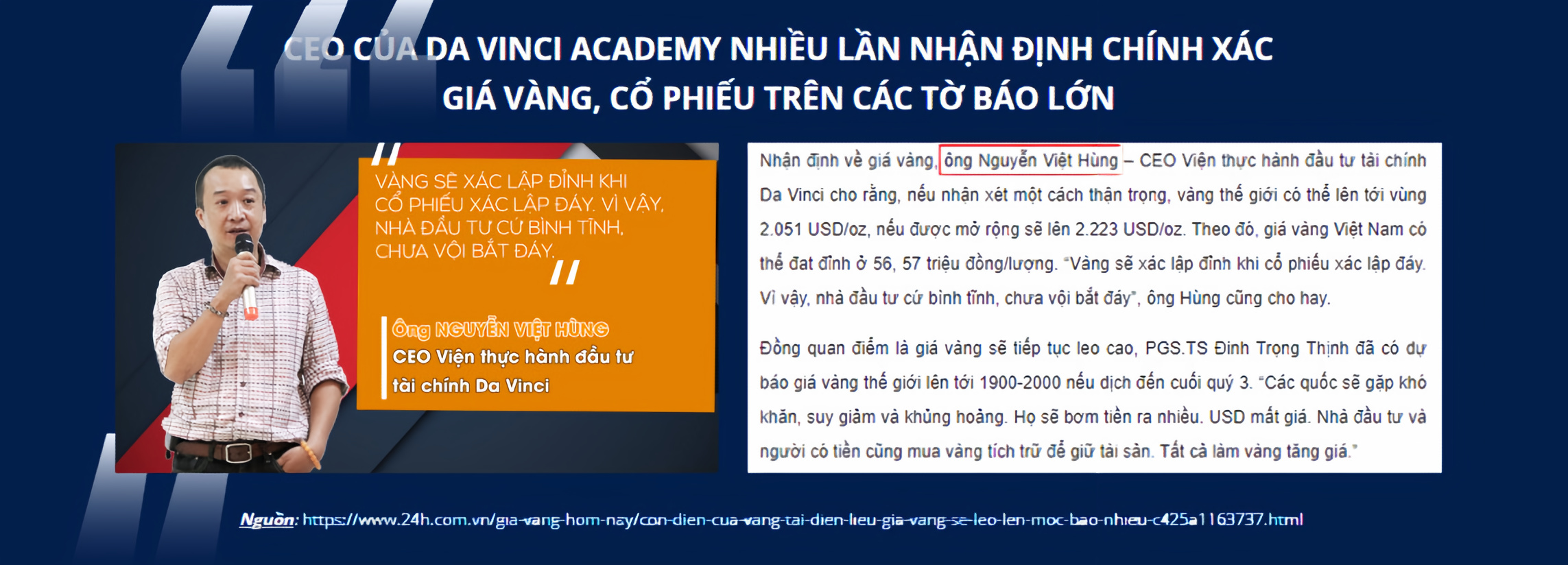 Nhận định của thầy Nguyễn Việt Hùng - CEO Viện thực hành đào tạo đầu tư tài chính Da Vinci Academy- Kiến thức chứng khoán cơ bản