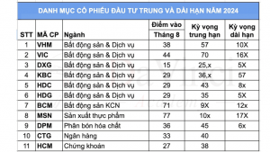 Danh mục Cổ phiếu khuyến nghị mua trung hạn và dài hạn